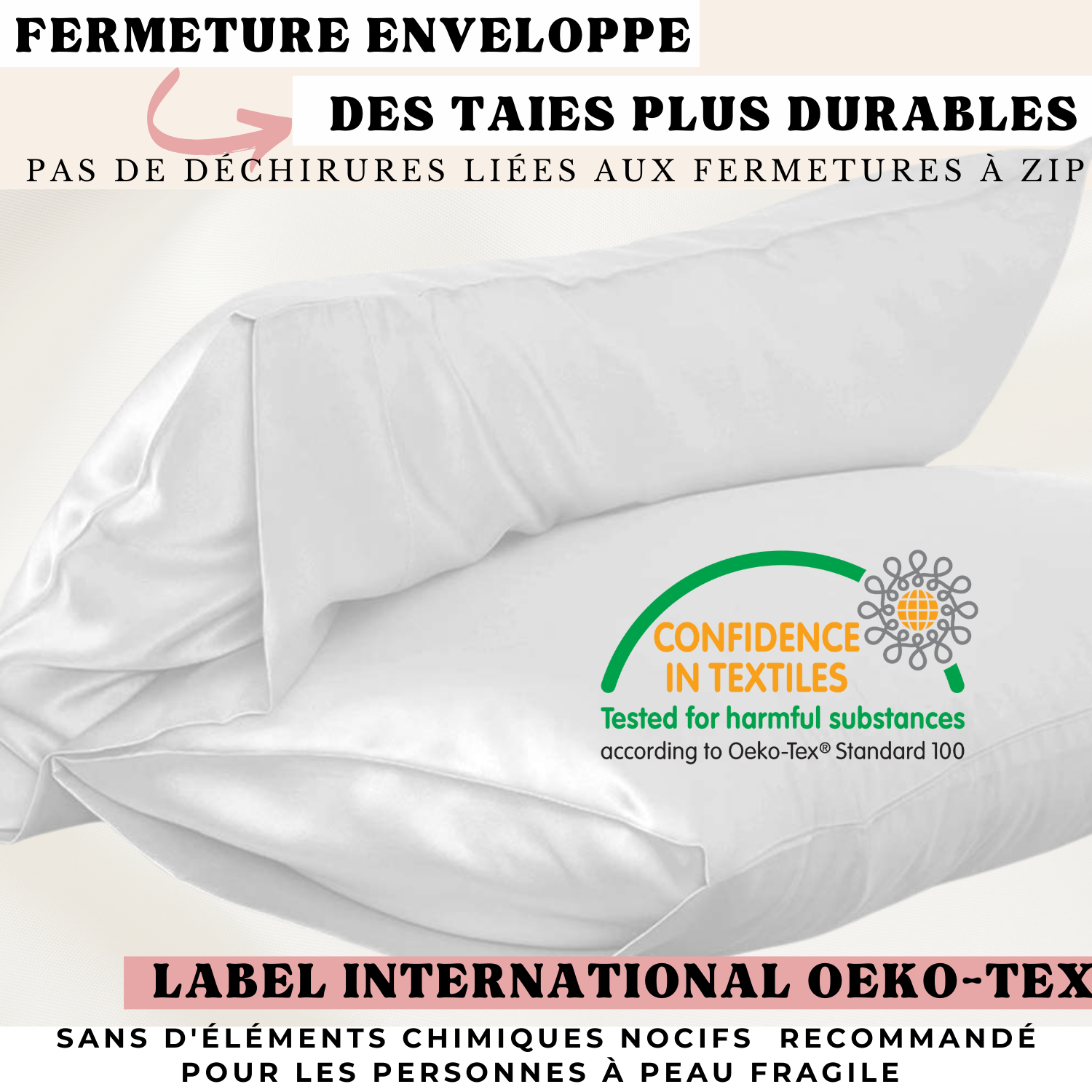 Taie d'oreiller 100% Soie Naturelle de mûrier 25 mommes